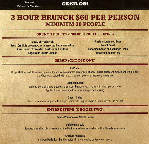 Cena 081 - Brunch Menu Cena 081 - Brunch Menu